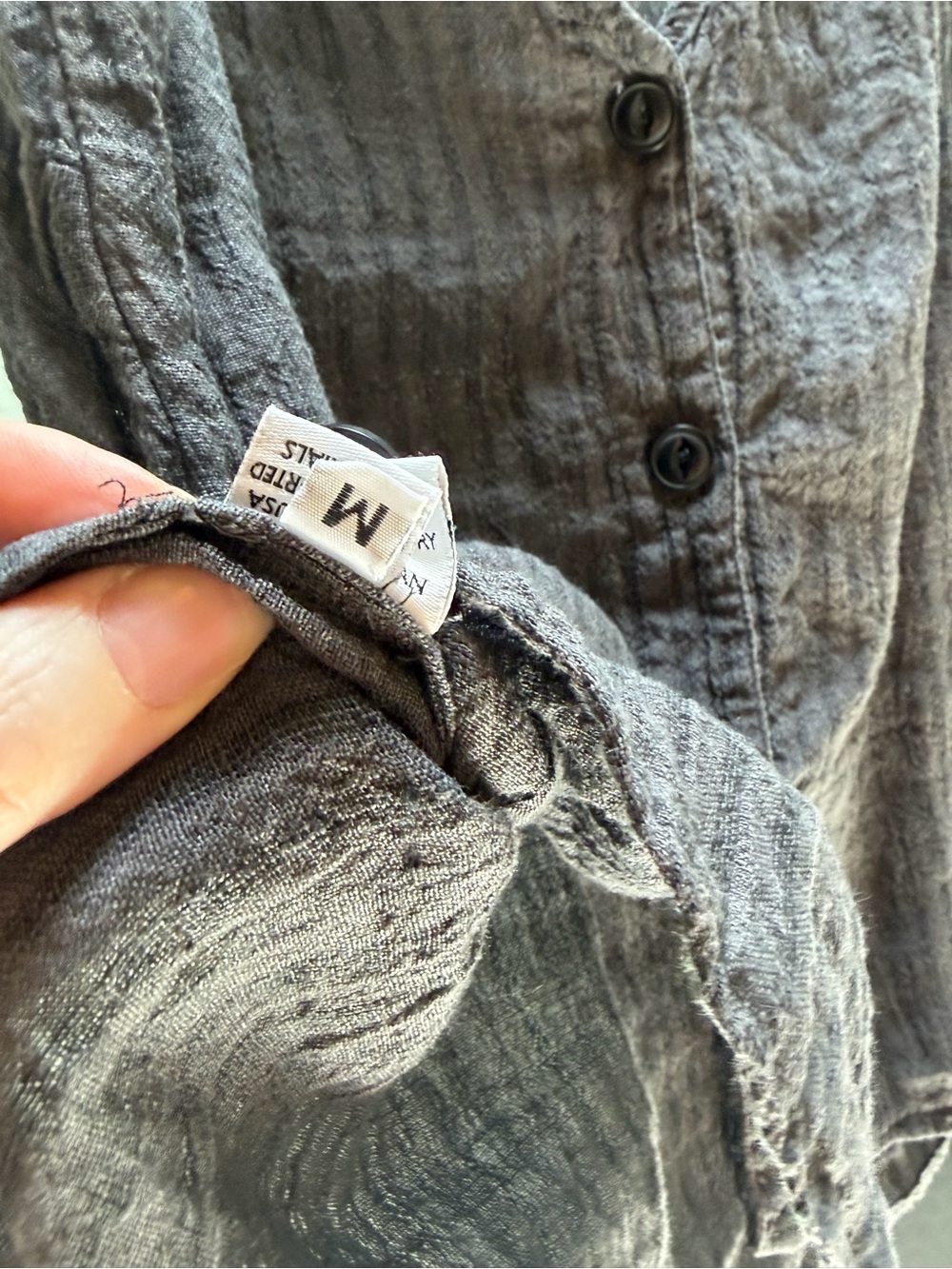 esby Textured Button-Front Tank Top in Charcoal Black - Picture 2 of 8